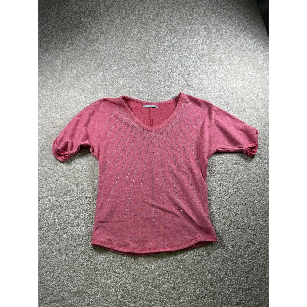Maurices‎ Shirt Womens Small Short Sleeve Rhinestone Embellished Pullover Top